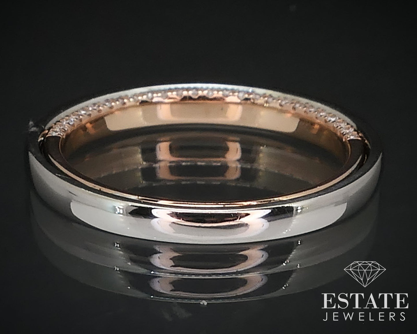 14k Rose & White Gold Natural .43ctw Diamond Ladies Wedding Band 3.6g p69251