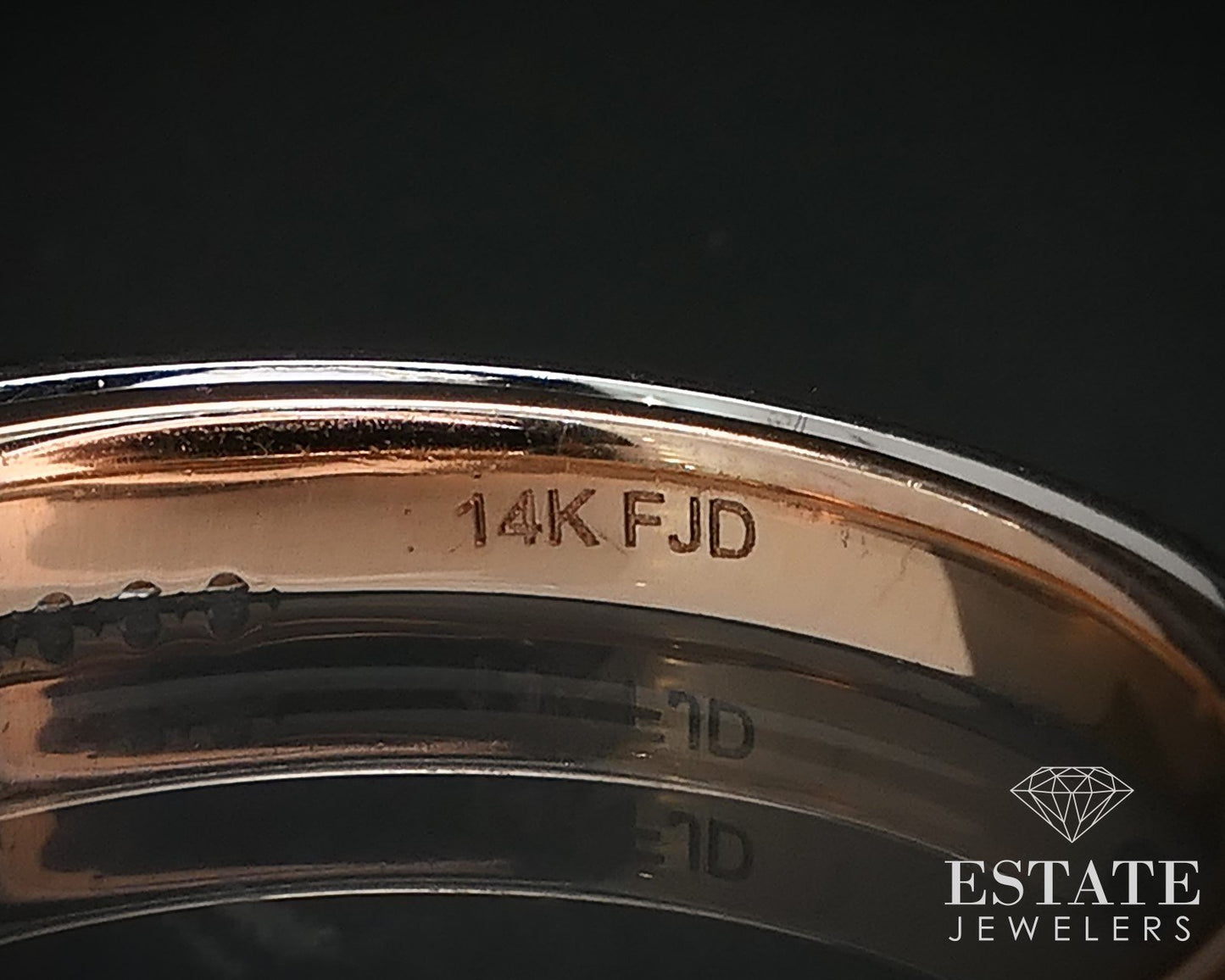 14k Rose & White Gold Natural .43ctw Diamond Ladies Wedding Band 3.6g p69251