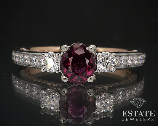 14k Rose & White Gold Natural Ruby & Diamond Engagement Ring 4.2g i16537