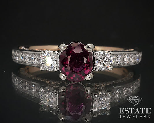 14k Rose & White Gold Natural Ruby & Diamond Engagement Ring 4.2g p69250