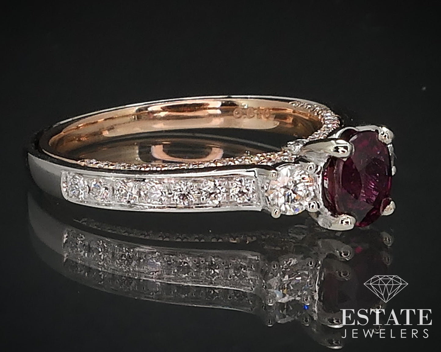14k Rose & White Gold Natural Ruby & Diamond Engagement Ring 4.2g p69250