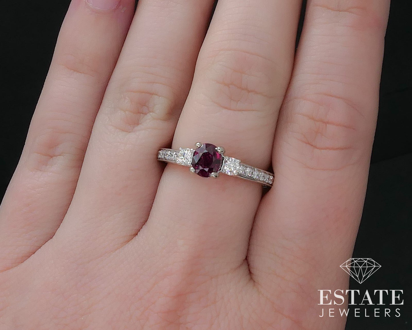 14k Rose & White Gold Natural Ruby & Diamond Engagement Ring 4.2g p69250