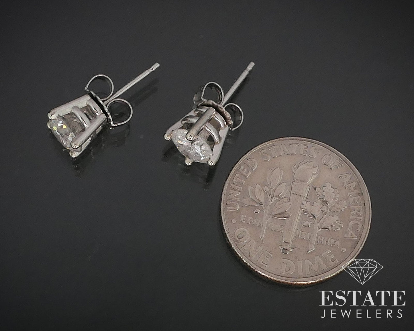 14k White Gold Round Natural 1.26ctw Diamond Stud Earrings i16613