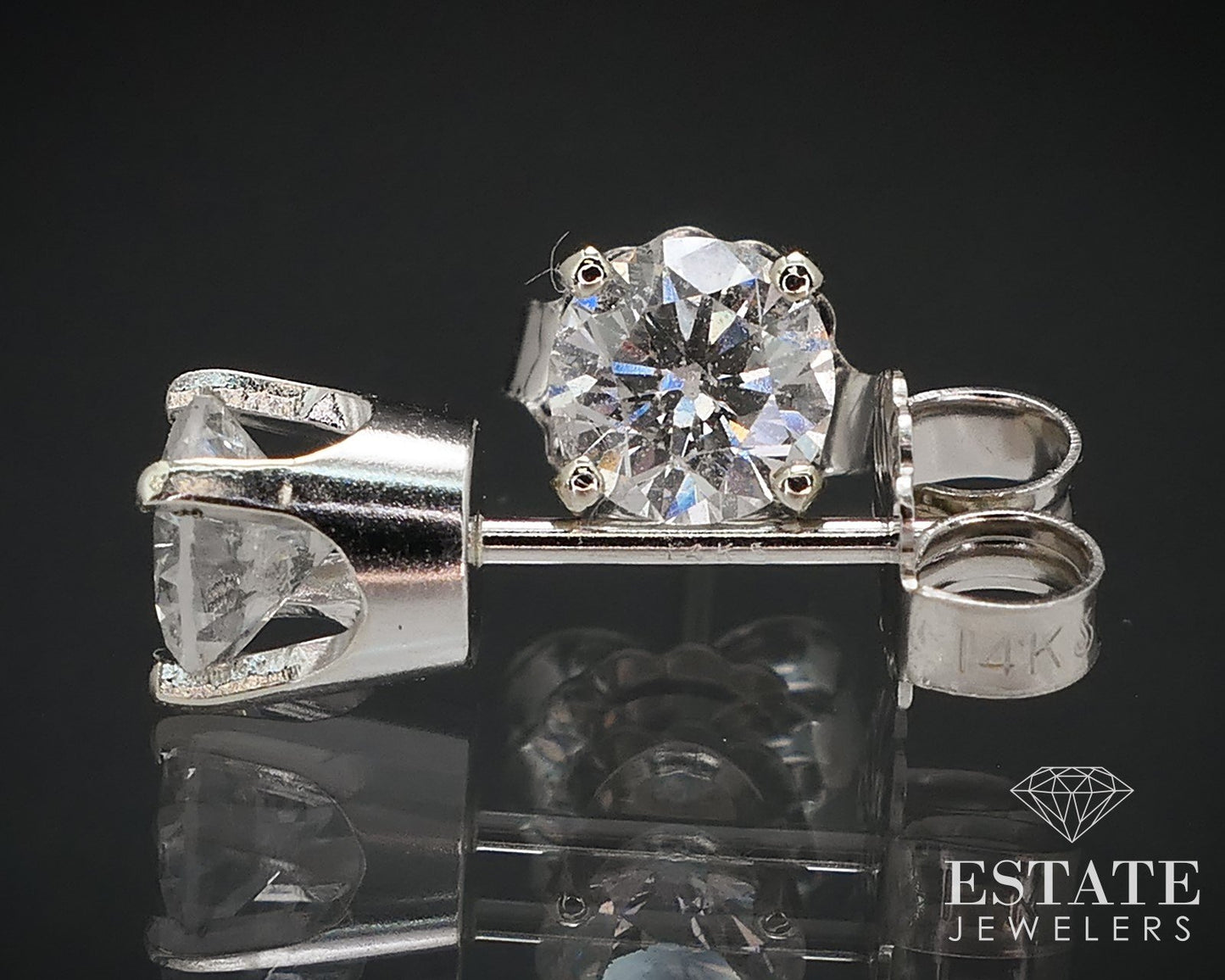 14k White Gold Round Natural .73ctw Diamond Stud Earrings i16614