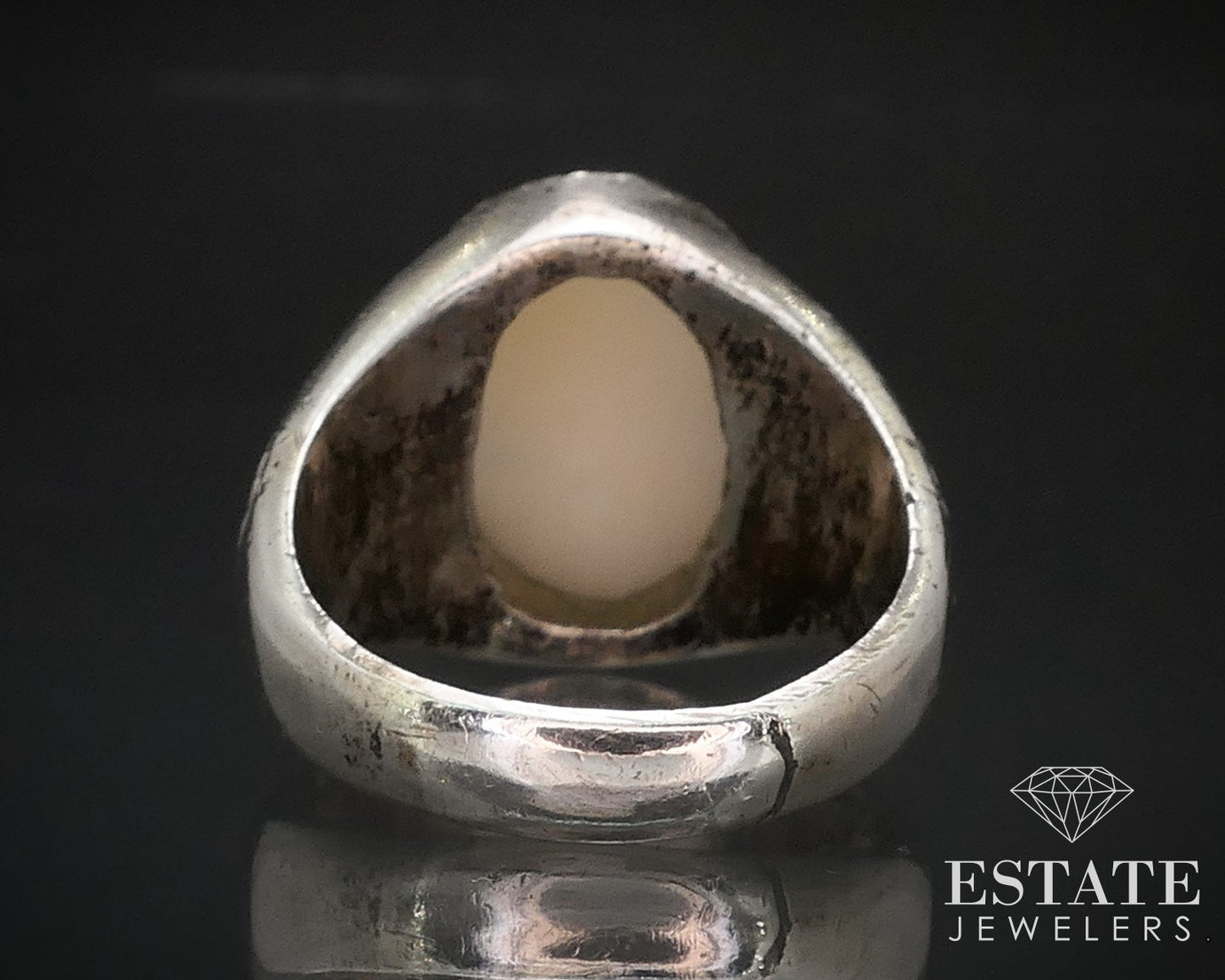 Antique Sterling Silver Natural Cameo Mens Band Ring 14.8g i16748