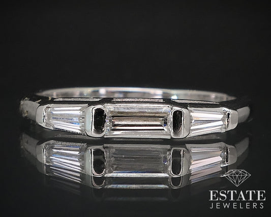 Antique 14k White Gold Natural .30ctw Diamond Ladies Wedding Band 1.8g i16672