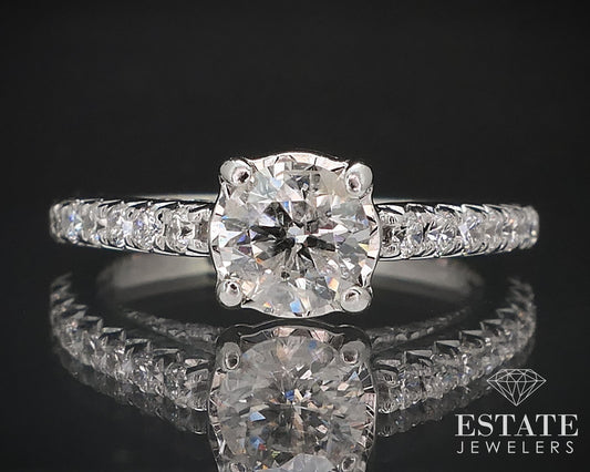 14k White Gold Round Natural .88ctw Diamond Engagement Ring 3g i16663