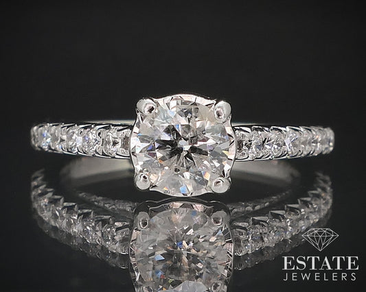 14k White Gold Round Natural .88ctw Diamond Engagement Ring 3g i16663