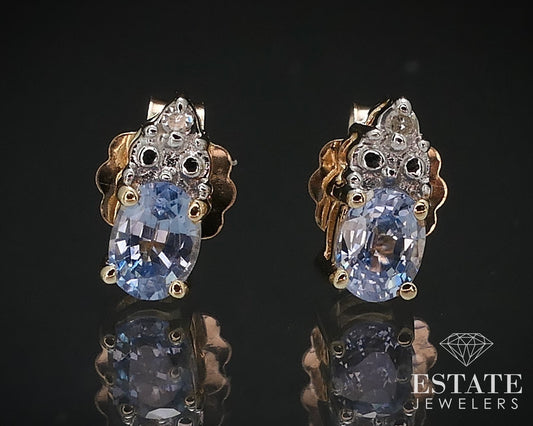 10k Yellow Gold Natural Purple Sapphire & Diamond Stud Earrings i16763