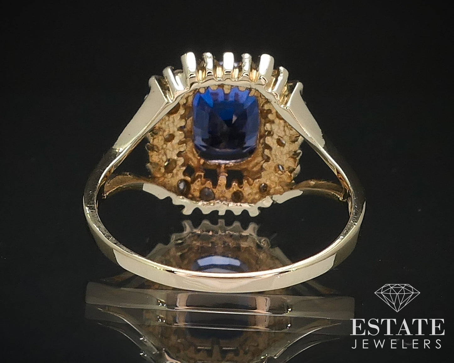 14k Yellow Gold Cushion Natural 2ct Tanzanite & Diamond Halo Ring 4.4g i16753