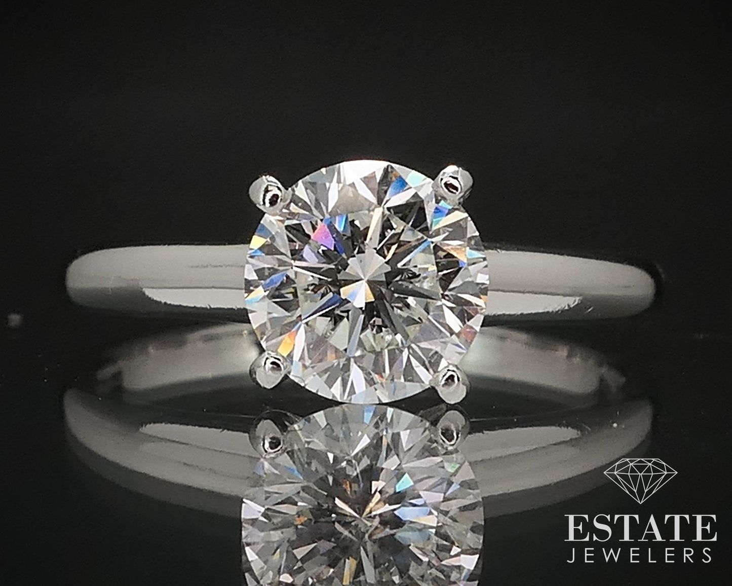 Platinum IGI LEO Round Natural .95ct Diamond Solitaire Engagement Ring 3g i16785