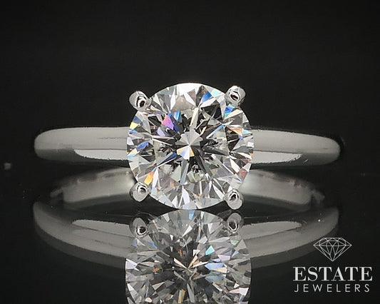 Platinum IGI LEO Round Natural .95ct Diamond Solitaire Engagement Ring 3g i16785