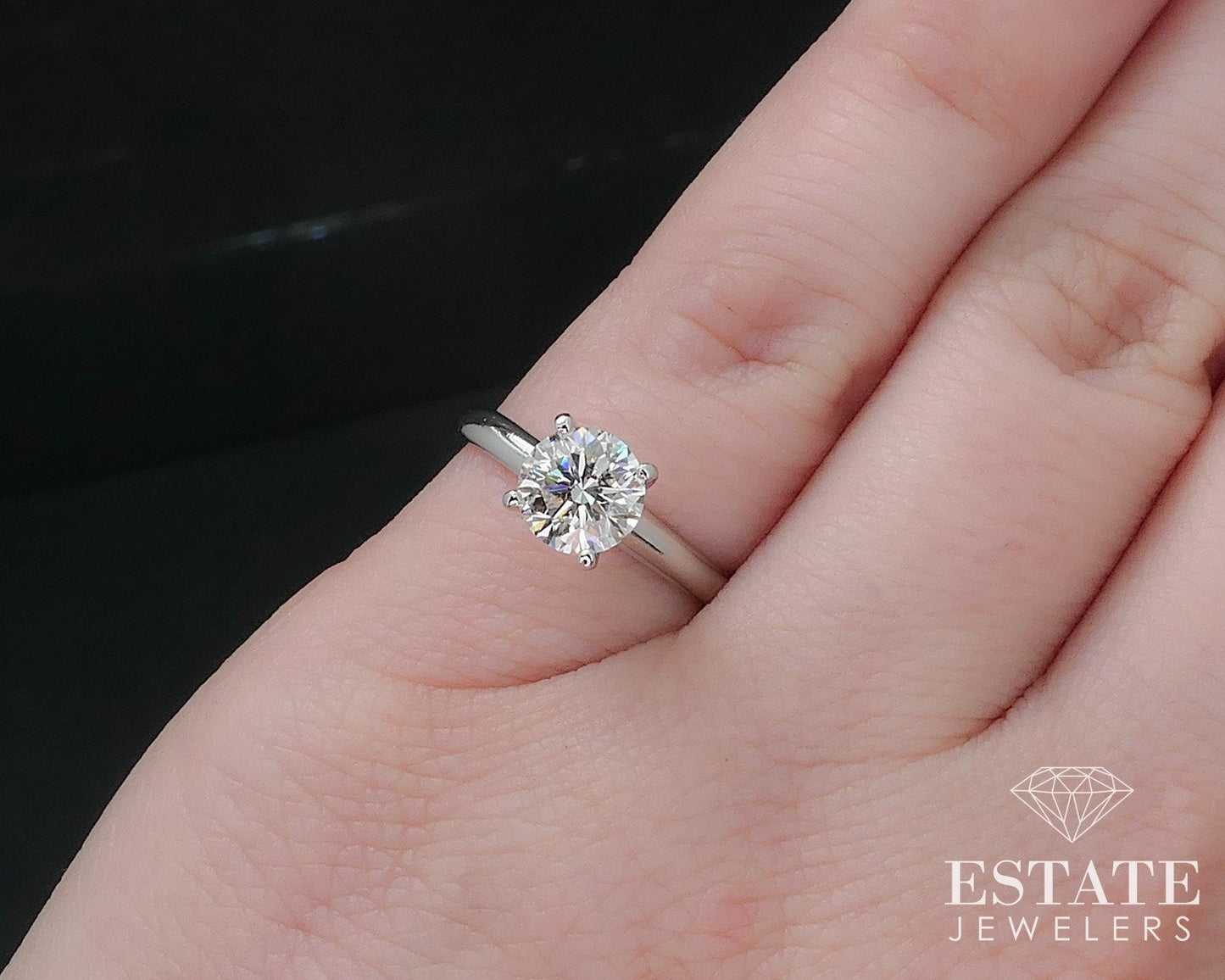 Platinum IGI LEO Round Natural .95ct Diamond Solitaire Engagement Ring 3g i16785