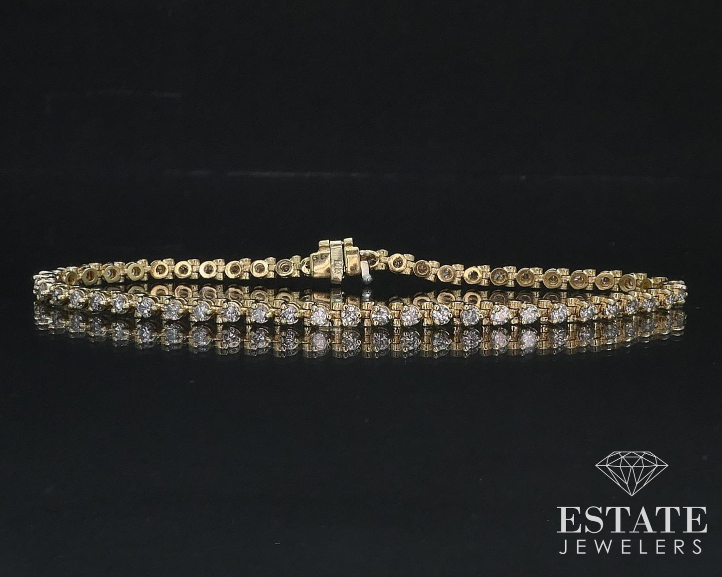 14k Yellow Gold Round 1.60ctw Natural Diamond Tennis Bracelet 8.5g 7.25"L i16793