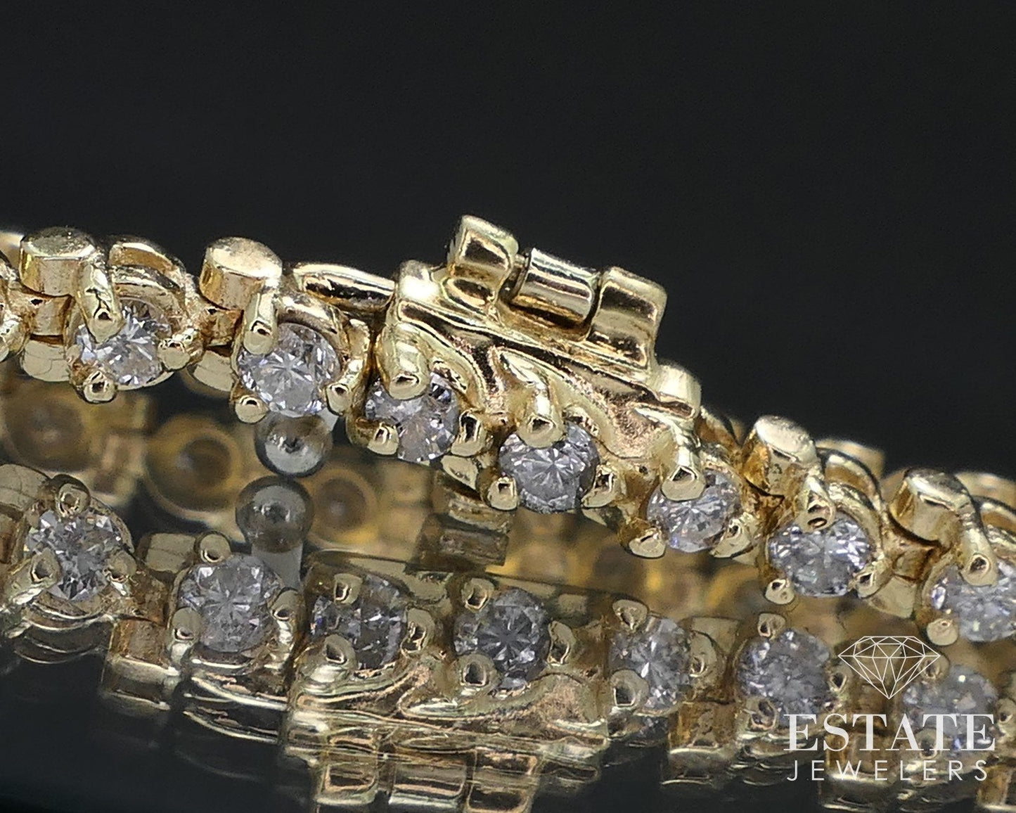 14k Yellow Gold Round 1.60ctw Natural Diamond Tennis Bracelet 8.5g 7.25"L i16793