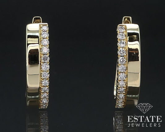 14k Yellow Gold Natural .50ctw Diamond Hoop Ladies Earrings 6.1g i16798