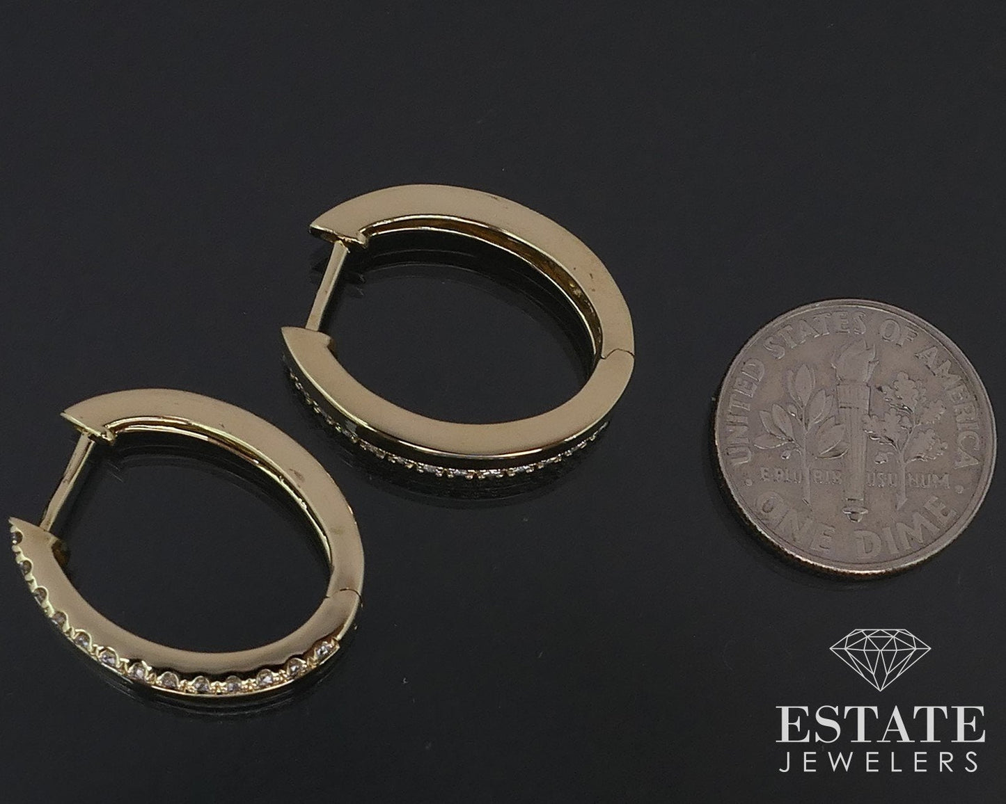 14k Yellow Gold Natural .50ctw Diamond Hoop Ladies Earrings 6.1g i16798
