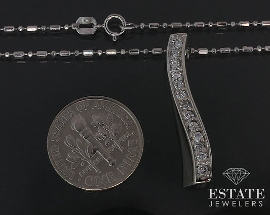 14k White Gold Natural .25ctw Diamond Journey Waterfall Necklace 5.4g i16805