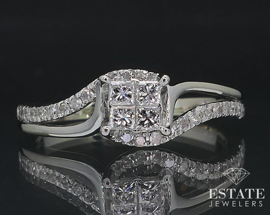 14k White Gold Invisible Set Natural .15ctw Diamond Engagement Ring 2g i16817
