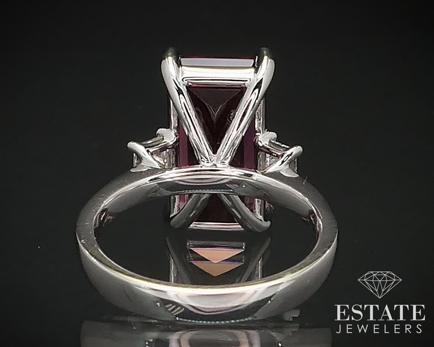 14k White Gold Natural 6.75ct Pink Tourmaline & Diamond Cocktail Ring 6g i16853