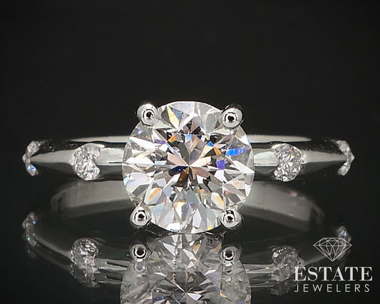 14k White Gold GIA Round Natural 1.44ct Diamond Engagement Ring 2.9g i16855