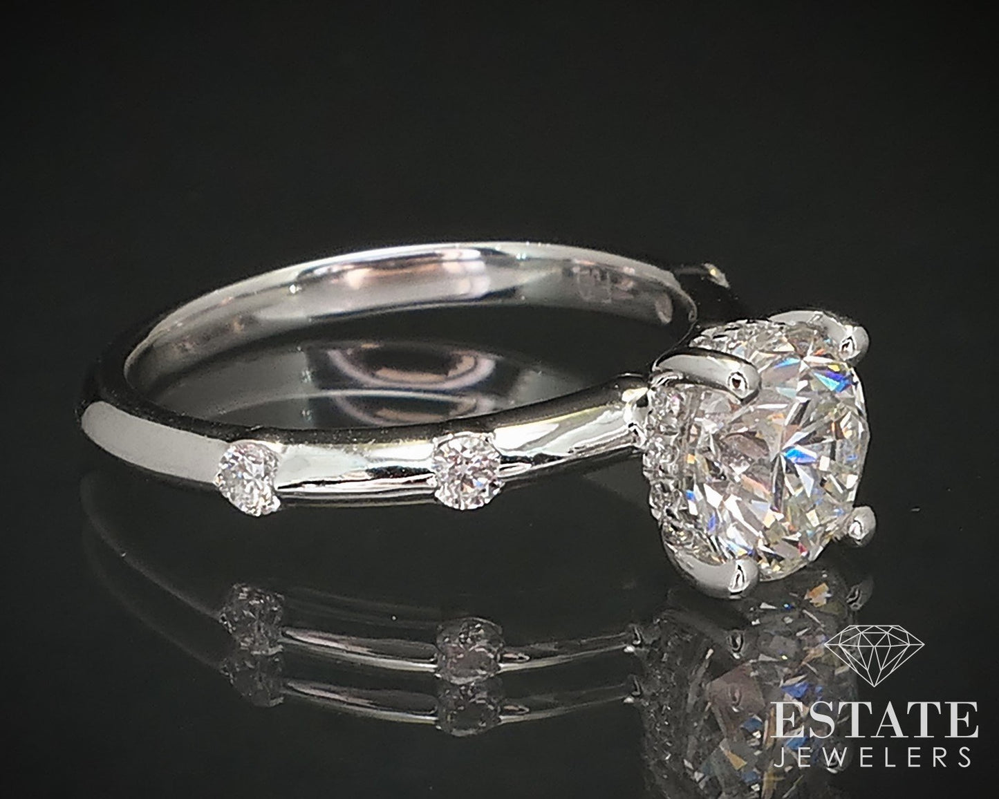 14k White Gold GIA Round Natural 1.44ct Diamond Engagement Ring 2.9g i16855