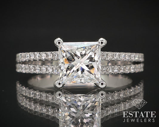 14k White Gold GIA Princess Natural 1.04ct Diamond Engagement Ring 4.1g i16856