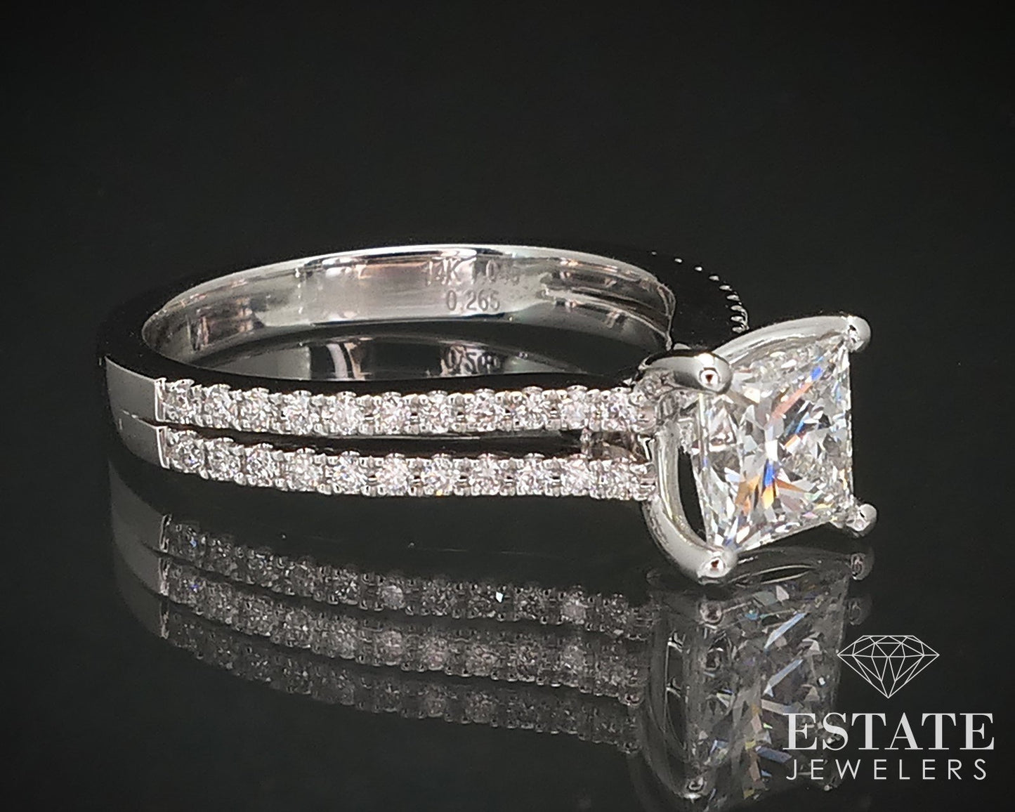 14k White Gold GIA Princess Natural 1.04ct Diamond Engagement Ring 4.1g p71039