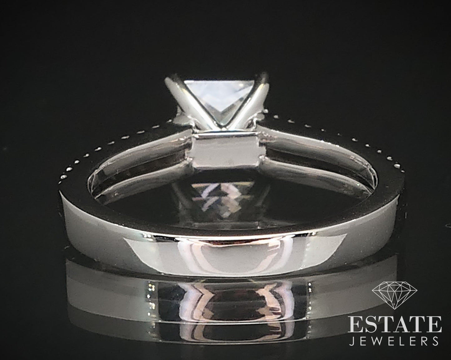 14k White Gold GIA Princess Natural 1.04ct Diamond Engagement Ring 4.1g p71039