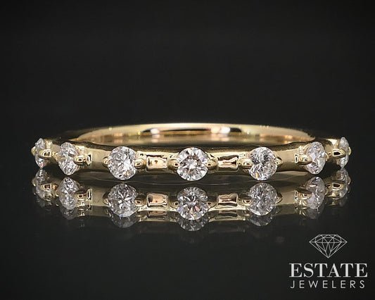 14k Yellow Gold Round Natural .22ctw Diamond Ladies Wedding Band 1.6g i16830
