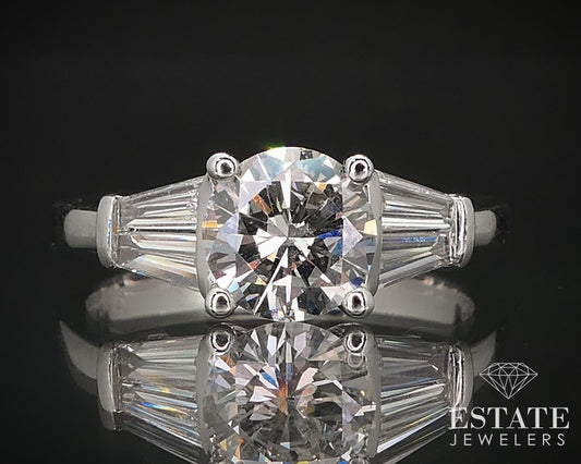 14k White Gold GIA Round Natural 1.19ctw Diamond Engagement Ring 3.5g i16843