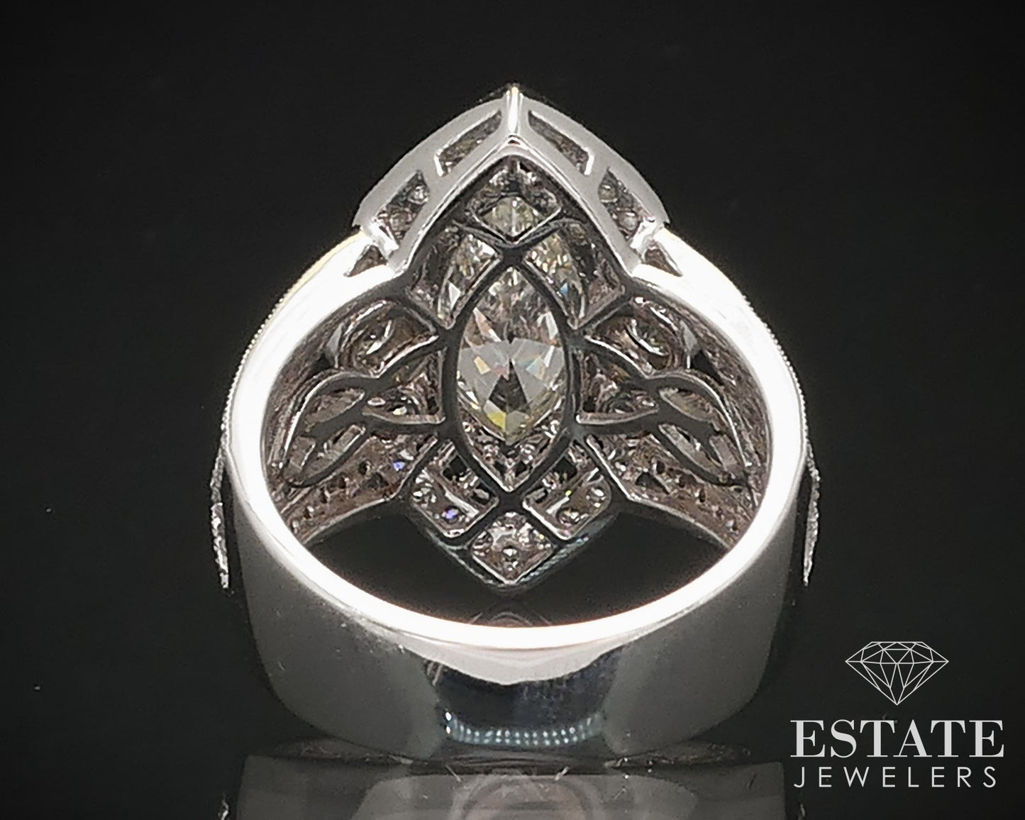14k White Gold GIA Marquise Natural 2.16ctw Diamond Cocktail Ring 8.1g p71025