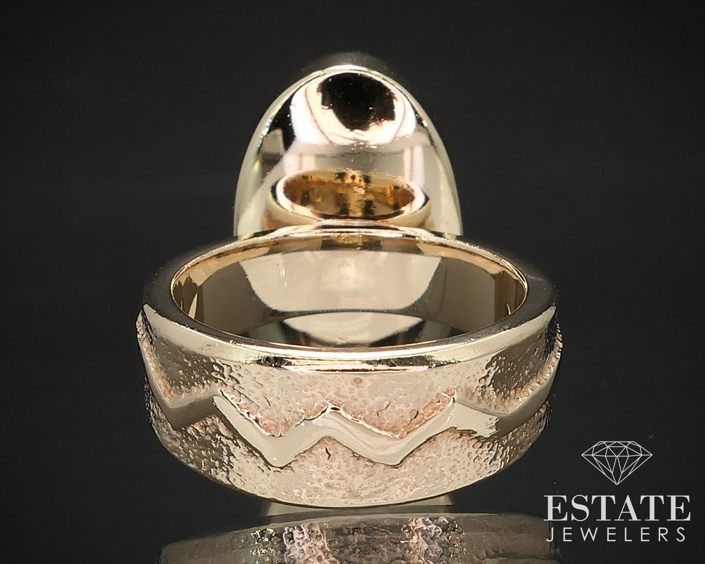 14k Yellow Gold Larry Golsh Pala Mission Lone Mountain Turquoise Ring 13g i16934