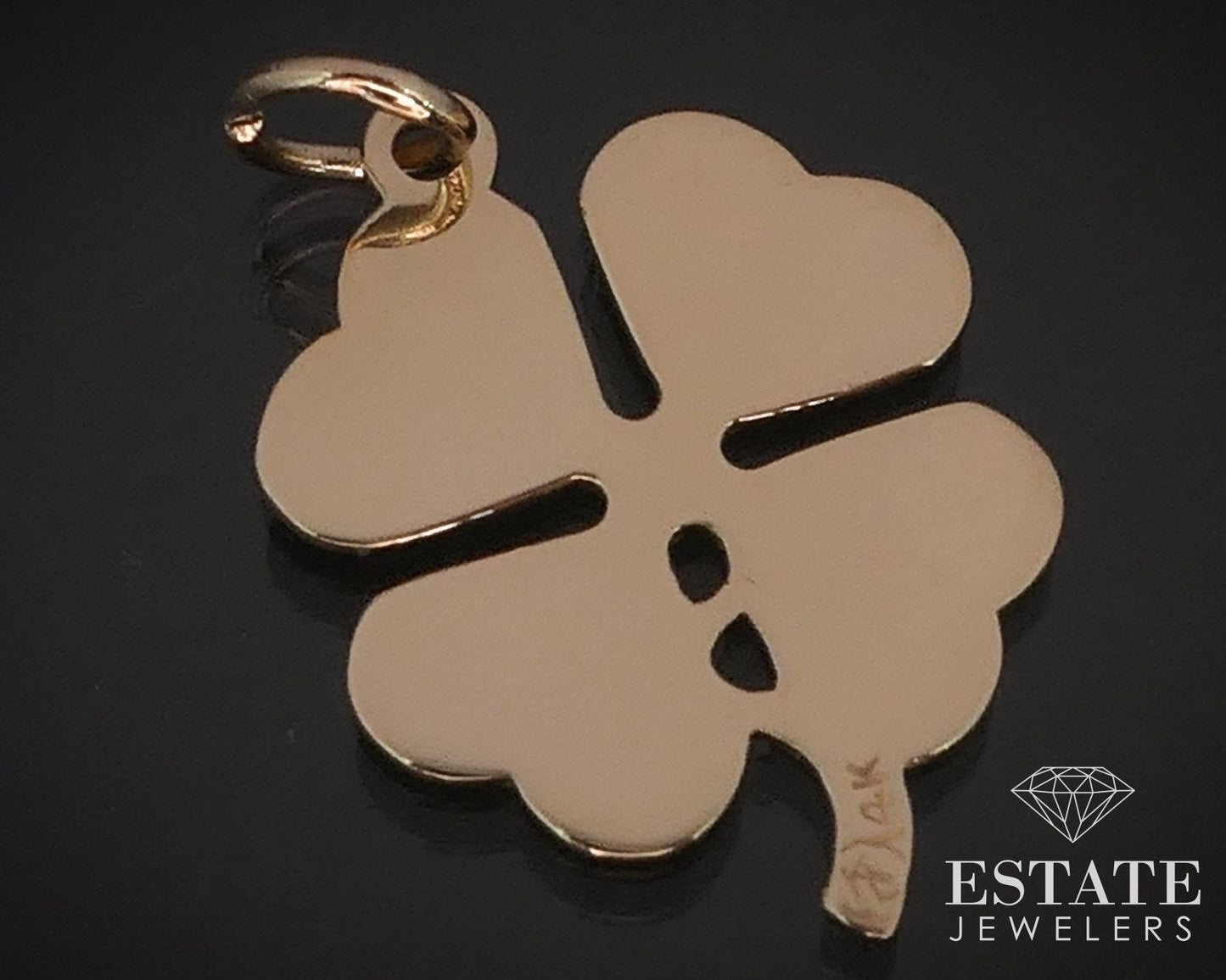 Vintage 14k Yellow Gold Heart 4 Leaf Clover Charm 2.1g i16909