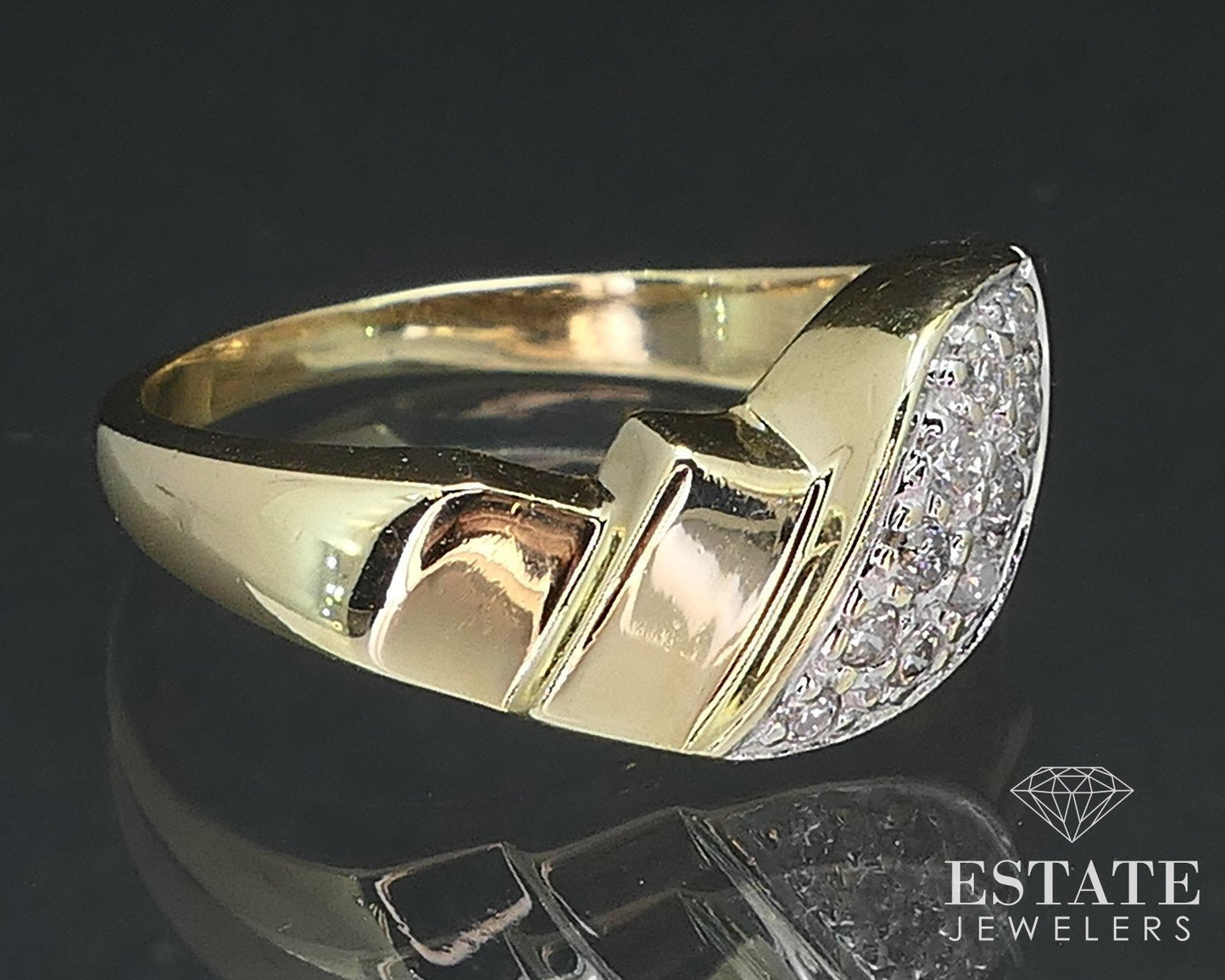 Vintage 10k Yellow Gold Natural .10ctw Diamond Bypass Band Ring 2.9g i16882b