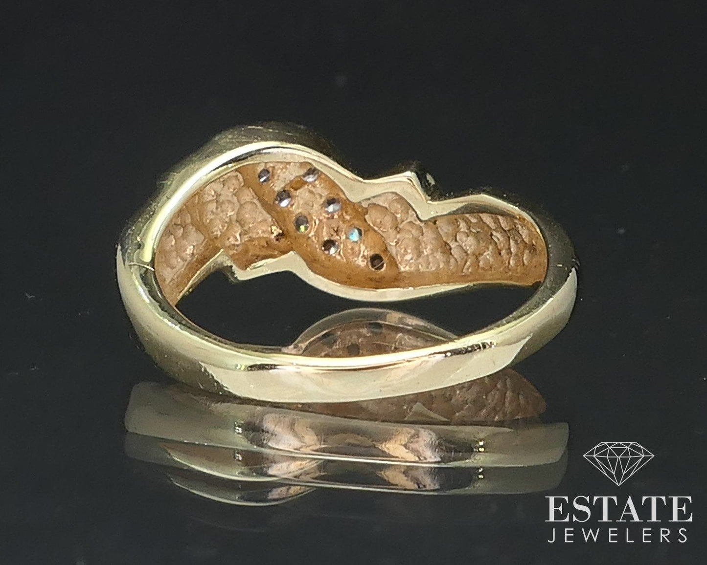 Vintage 10k Yellow Gold Natural .10ctw Diamond Bypass Band Ring 2.9g i16882b