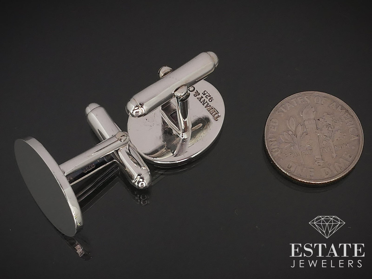 Sterling Silver Blank Oval Tiffany & Co. Mens Cufflinks 12g i16998
