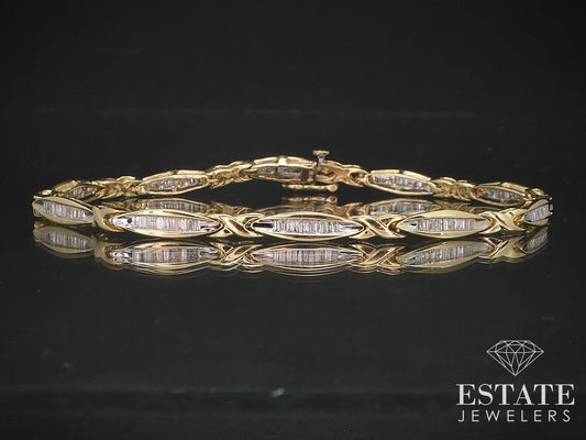 14k Yellow Gold Natural 1.25ctw Diamond Tennis Ladies Bracelet 9g 7.5"L i17062b