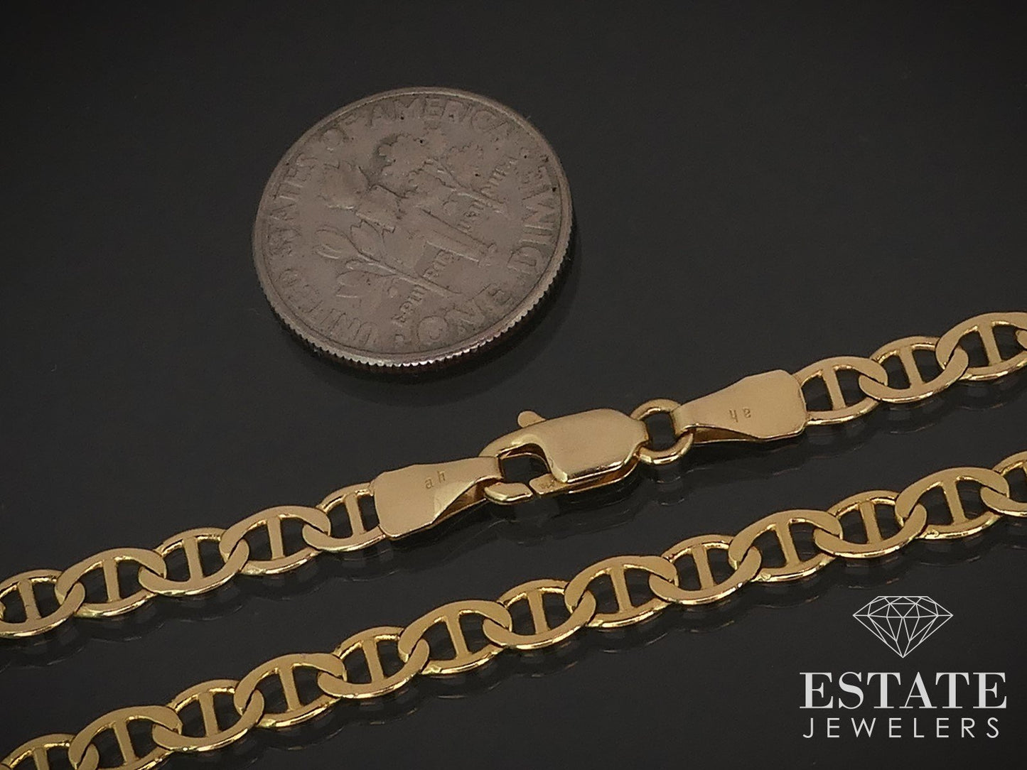 14k Yellow Gold 3.7mm Anchor Chain Link Mens Bracelet 4.6g 9"L i17042b