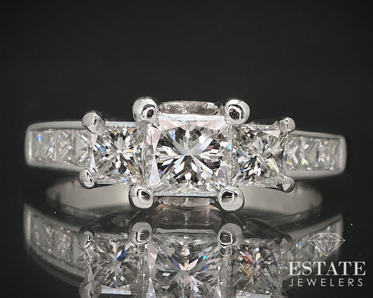 14k White Gold Princess Natural 1.29ctw Diamond Engagement Ring 5.1g i17038
