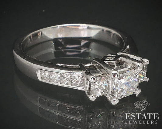 14k White Gold Princess Natural 1.29ctw Diamond Engagement Ring 5.1g i17038
