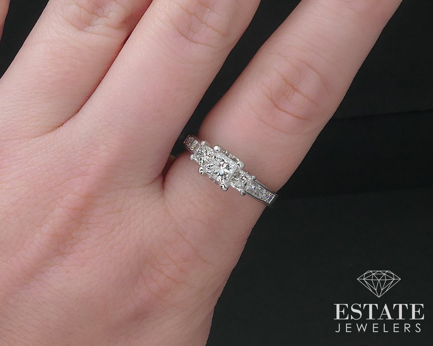 14k White Gold Princess Natural 1.29ctw Diamond Engagement Ring 5.1g i17038