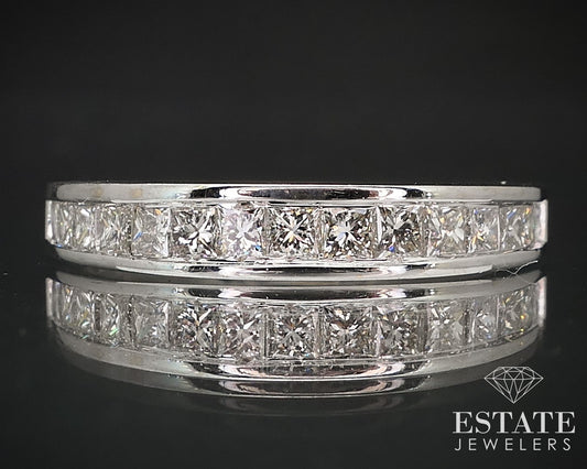 14k White Gold Princess Natural .75ctw Diamond Ladies Wedding Band 3.1g i17034
