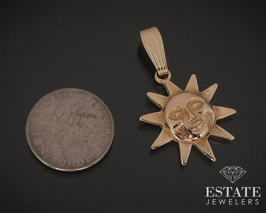 14k Yellow Gold Sun Face Ladies Charm Pendant 2.9g i17096b