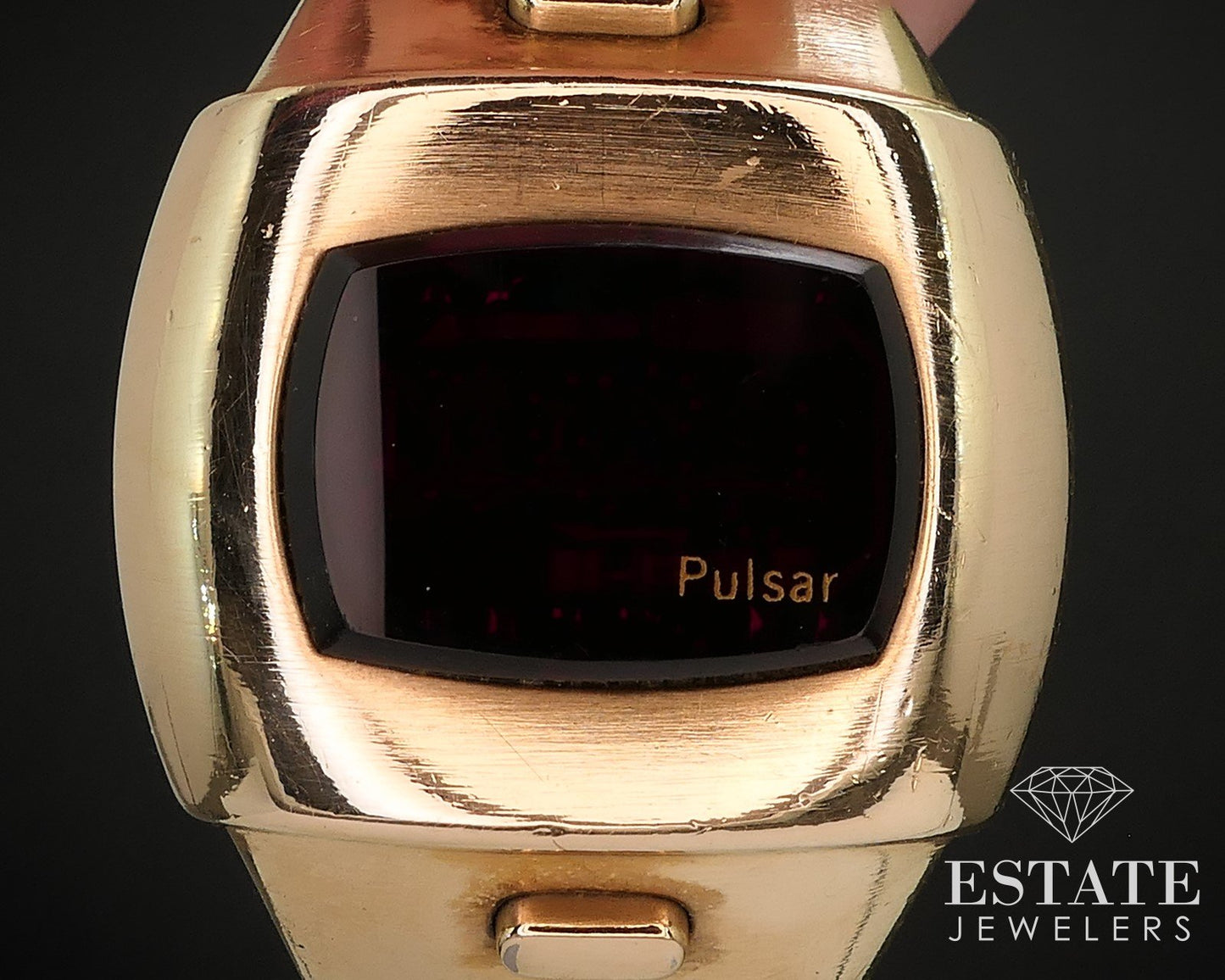 Vintage Gold Filled Pulsar Time Computer LED Bracelet Ladies Watch i17075