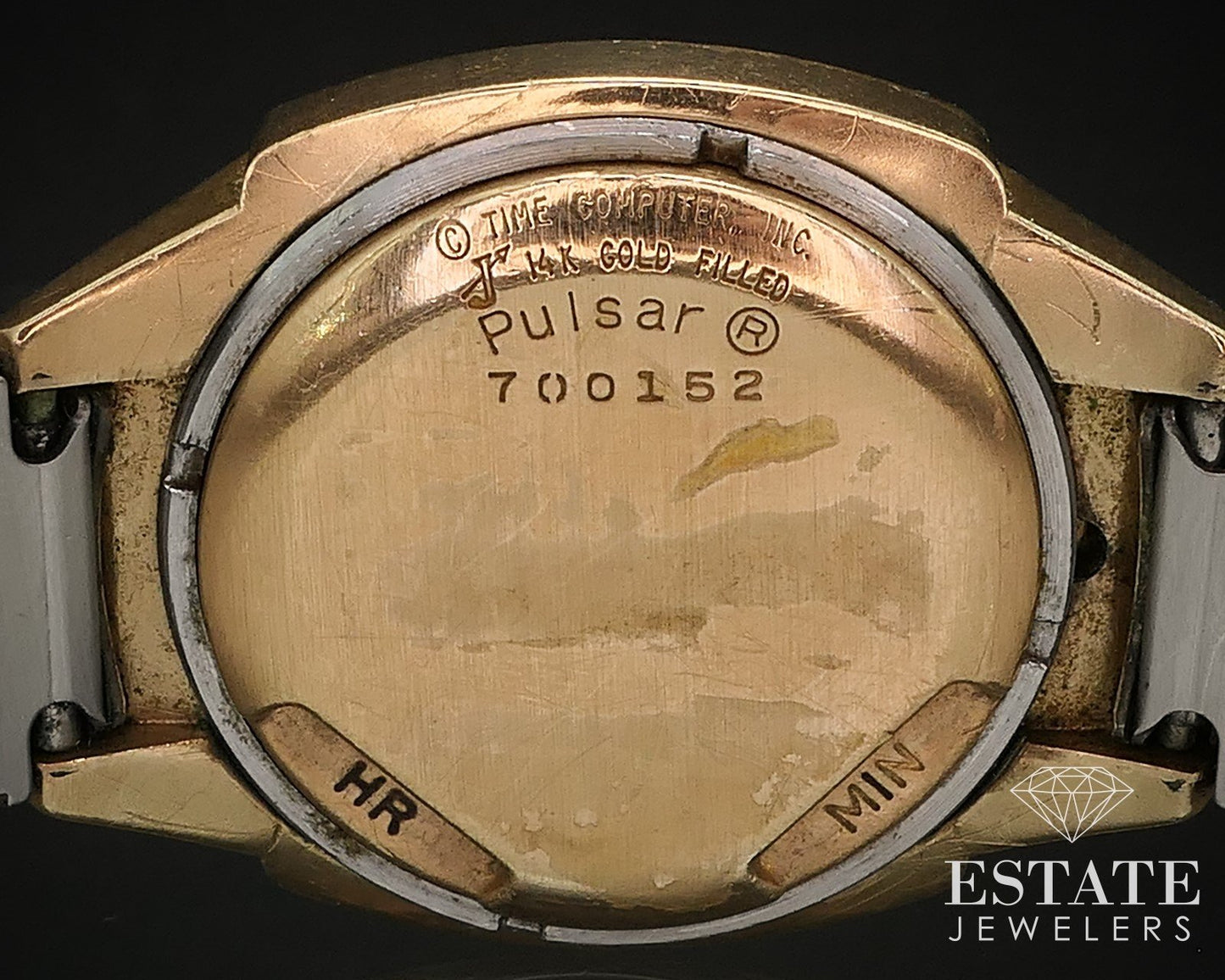 Vintage Gold Filled Pulsar Time Computer LED Bracelet Ladies Watch i17075