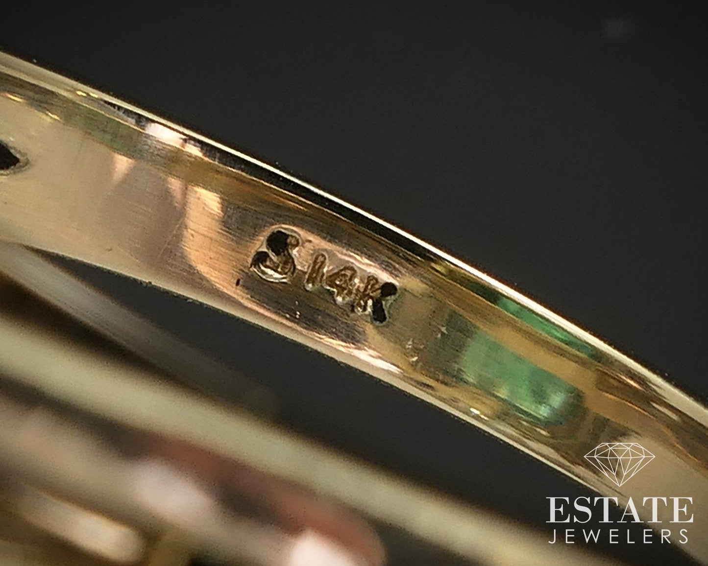 Vivid 14k Yellow Gold Natural Emerald & Diamond Cocktail Halo Ring 12.6g i17112