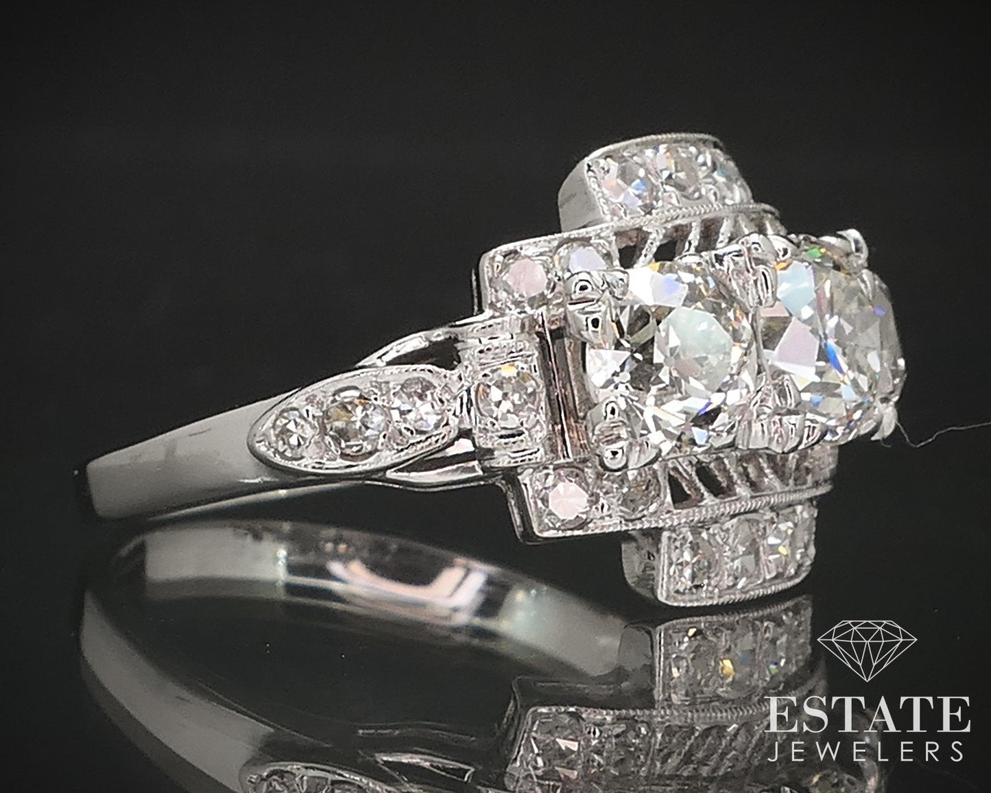 Antique 14k White Gold European Natural 2.17ctw Diamond Engagement Ring i17114