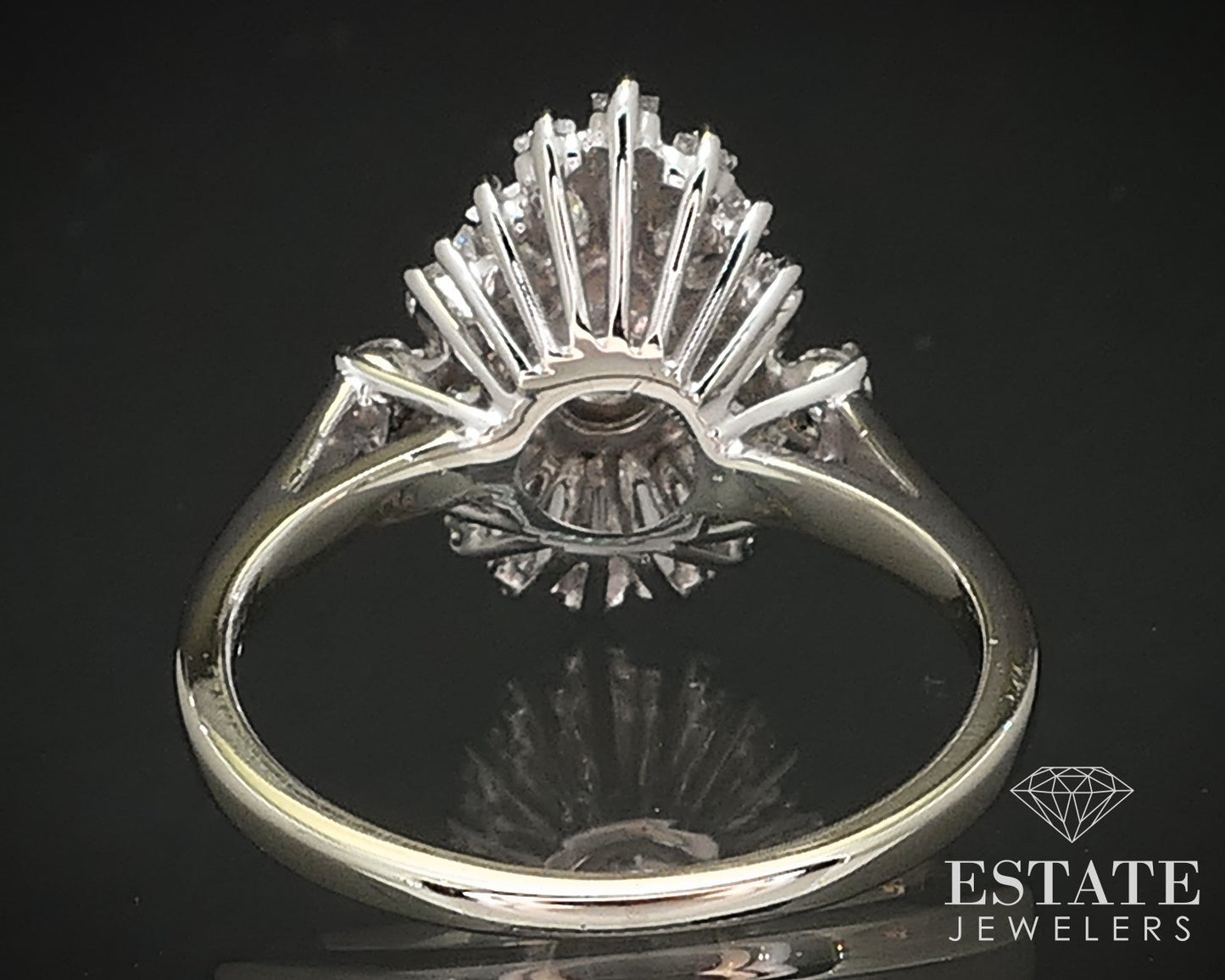 14k White Gold Oval Natural 1.29ctw Diamond Ballerina Engagement Ring 5g p72162