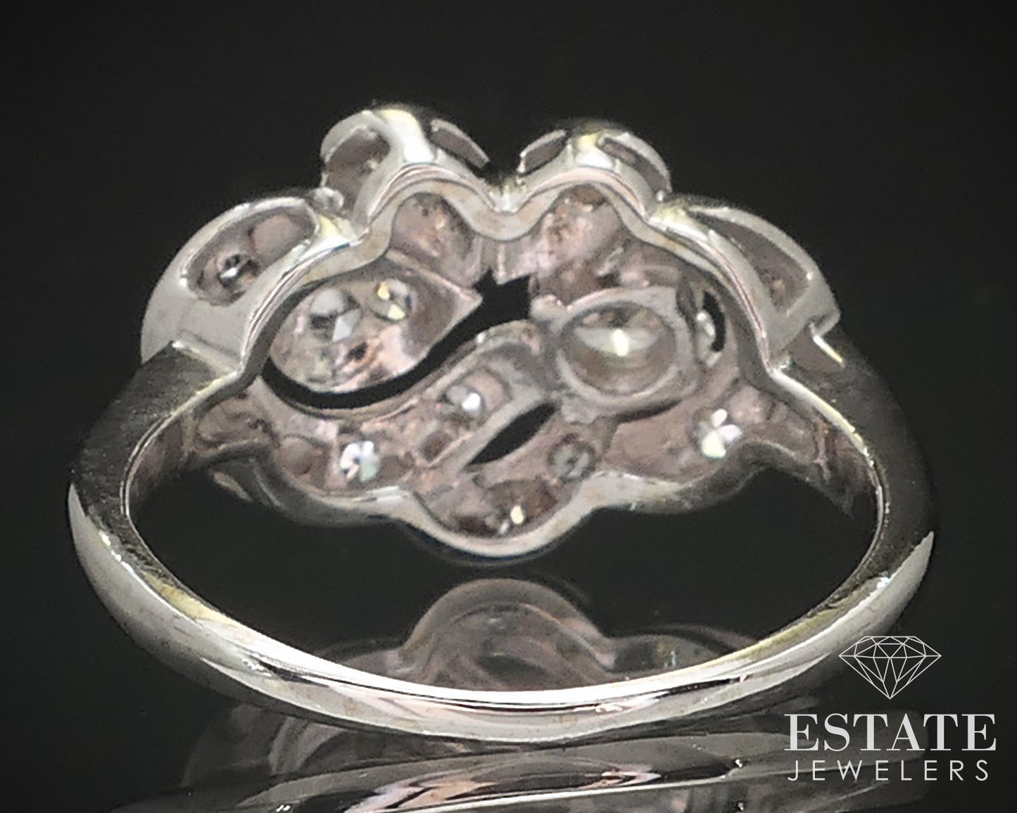 Vintage 14k White Gold Natural .50ctw Diamond Engagement Ring 3.2g p72178